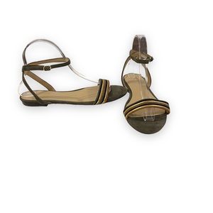 Ann Taylor Olive and Gold Strappy Sandals